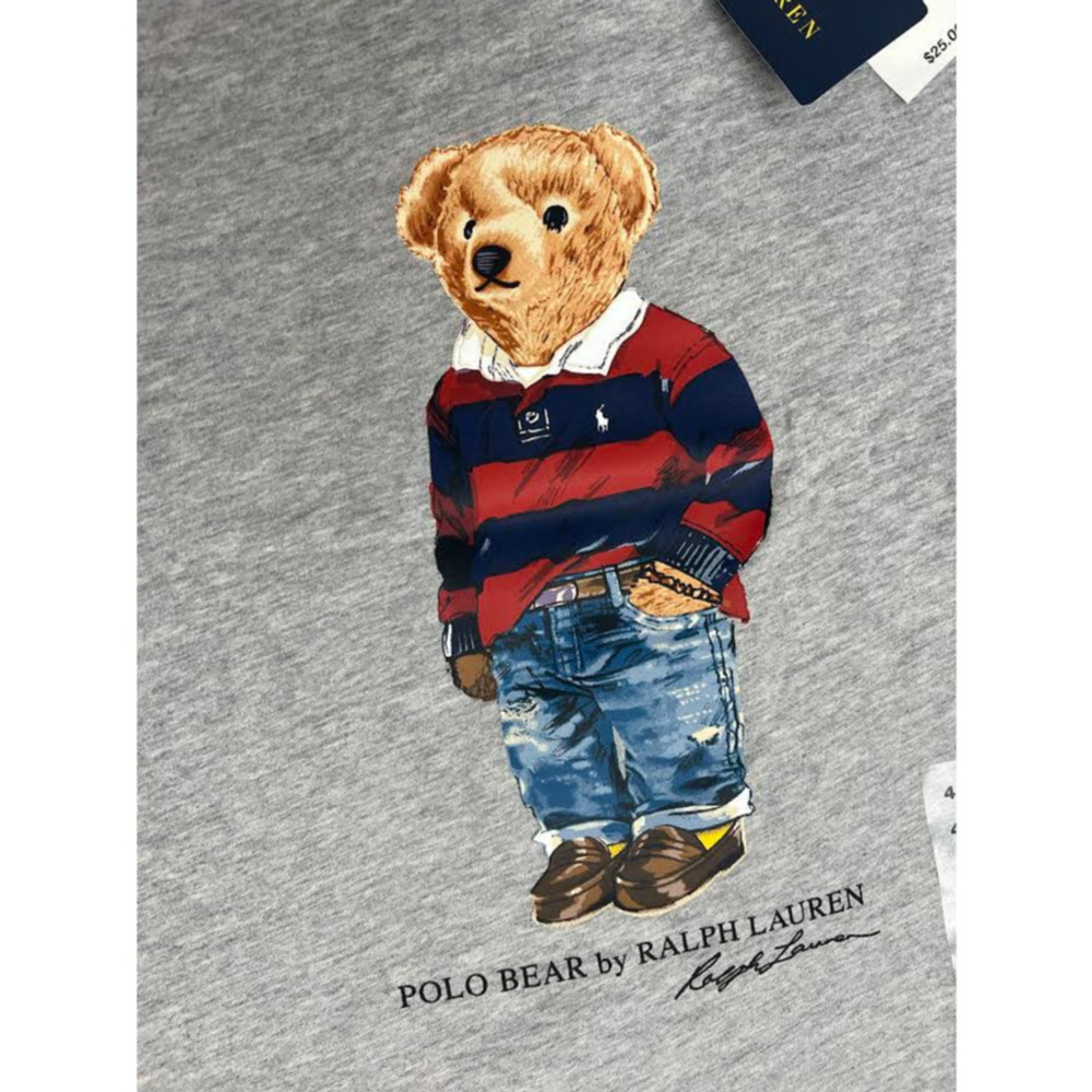 NEW! Polo Ralph‎ Lauren Boys Bear Cotton Tee Grey 4/4T - Picture 4 of 4